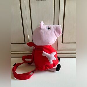Kids Peppa Pig Plush Backpack with zipper pocket, adjustable straps 2003 Cartoon